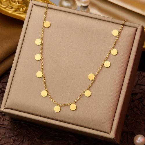 SS-10819-1 - Gold Foil Circle - Necklace Style 2