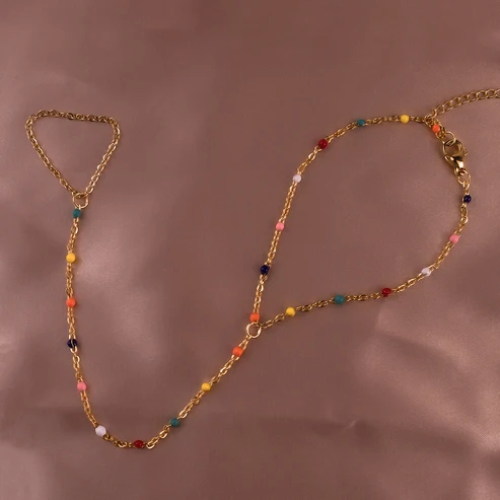 SS-12180 - Multi Beads Gold - Hand Chain