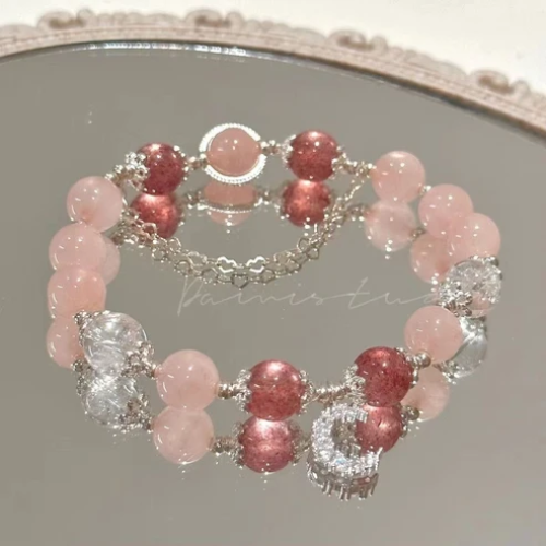 UNI-11989 - Moon & Silver Chain Beaded Stone - Bracelet