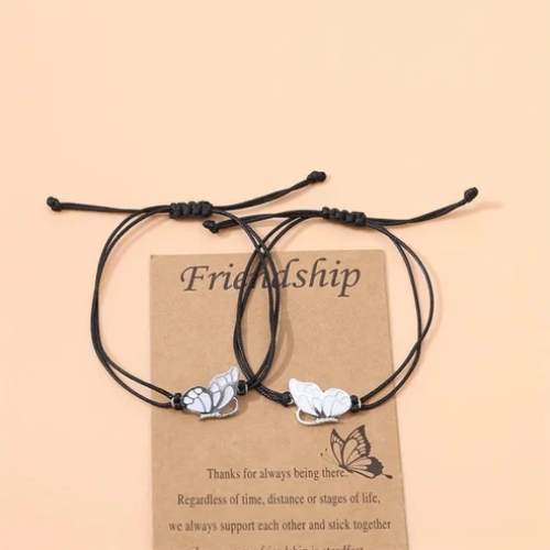 UNI-12168-2 - BFF Silver Butterfly - Bracelet Set