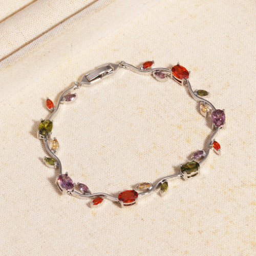 UNI-12217 - Viral Tulip Multi Diamonds Silver - Bracelet