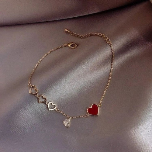 UNI-12297- Red Heart Gold - Bracelet