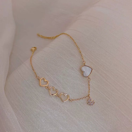 UNI-12298 - White Heart Gold - Bracelet