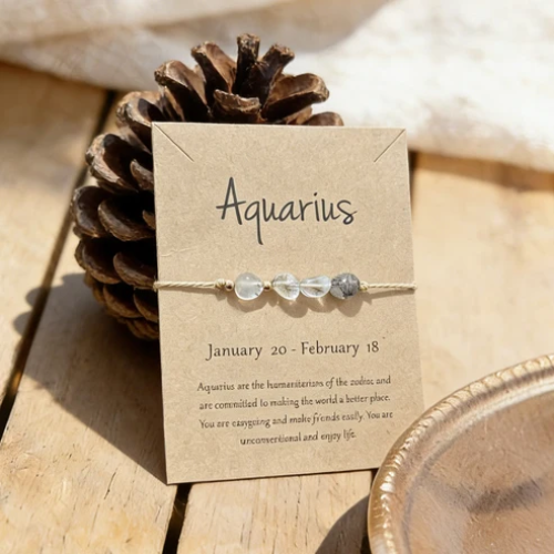 UNI-12419 - Aquarius Zodiac Sign Natural Stone - Bracelet