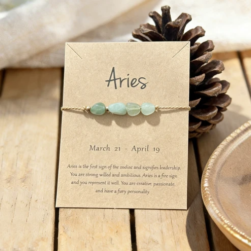 UNI-12420 - Aries Zodiac Sign Natural Stone - Bracelet