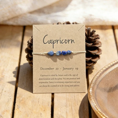 UNI-12422 - Capricorn Zodiac Sign Natural Stone - Bracelet