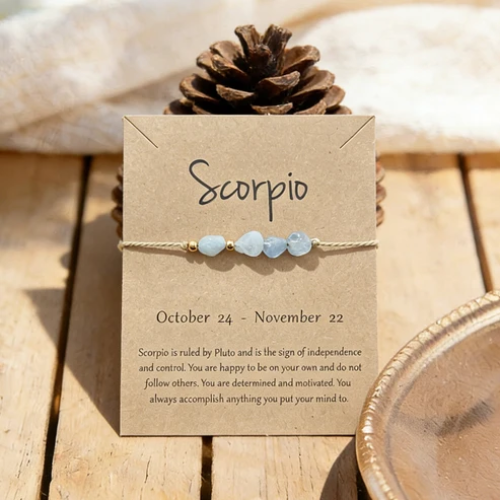 UNI-12428 - Scorpio Zodiac Sign Natural Stone - Bracelet