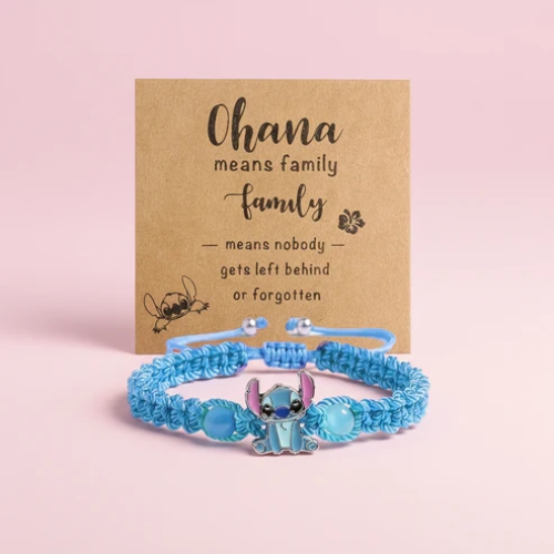 UNI-12432 - Light Blue Stitch Animal Ohana Means Family - Bracelet