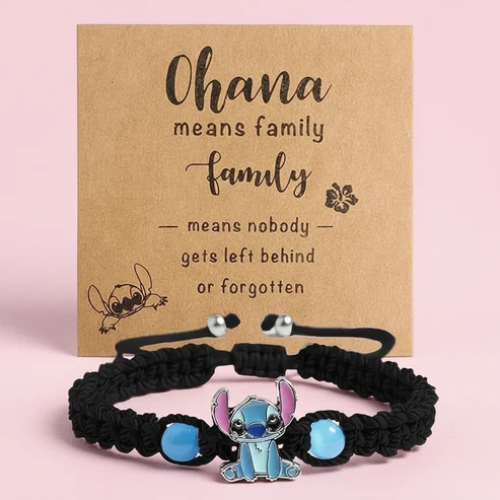 UNI-12433 - Black Stitch Animal Ohana Means Family - Bracelet