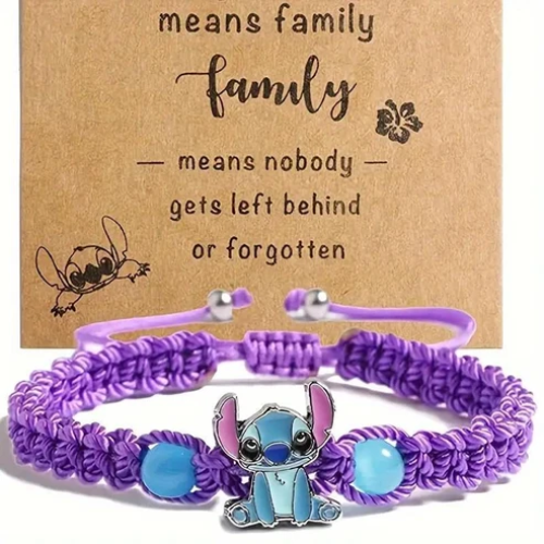 UNI-12435 - Purple Stitch Animal Ohana Means Family - Bracelet