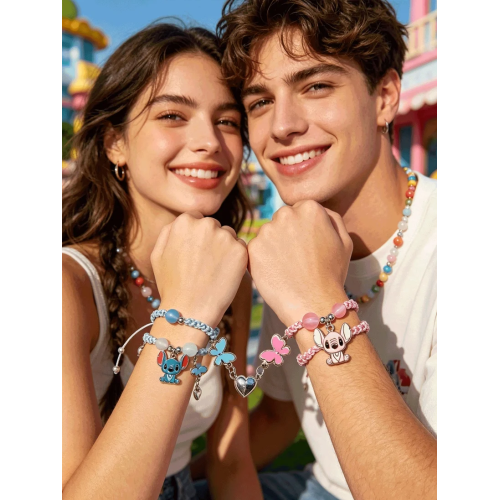 UNI-12438 - Stitch Animal Couple Love - Bracelet Set of 2 Style 2