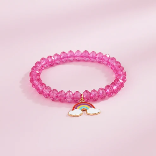 UNI-12441 - Rainbow Hot Pink Beads - Bracelet