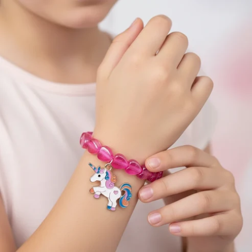 UNI-12442- Unicorn Pink Heart Beads - Bracelet