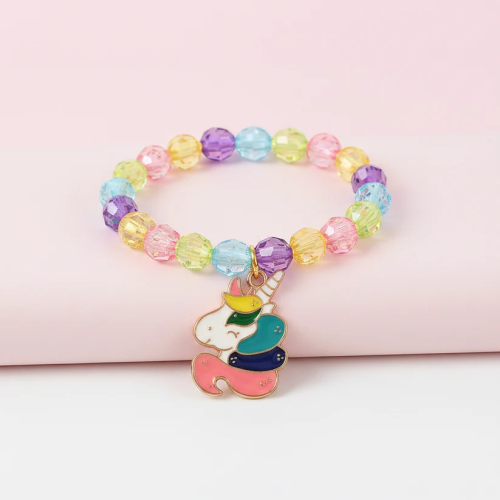 UNI-12448- Rainbow Unicorn Crystal Beads - Bracelet