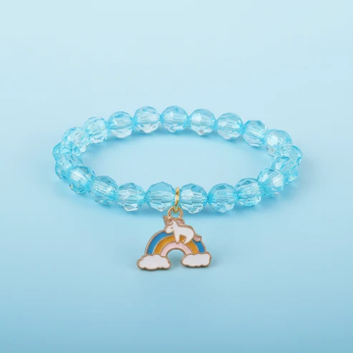 UNI-12449 - Rainbow & Unicorn Blue Beads - Bracelet