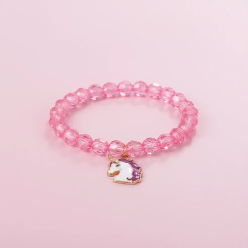 UNI-12453 - Purple Unicorn Pink Beads - Bracelet
