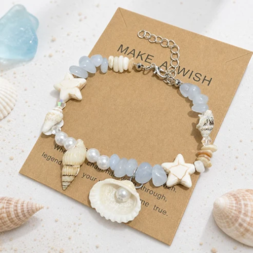 UNI-12467 - Pearl Shell & Star Fish Natural Stone - Bracelet Style 1