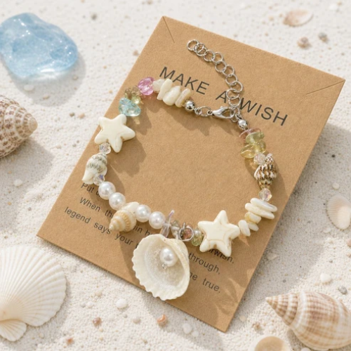 UNI-12469 - Pearl Shell & Star Fish Natural Stone - Bracelet Style 3