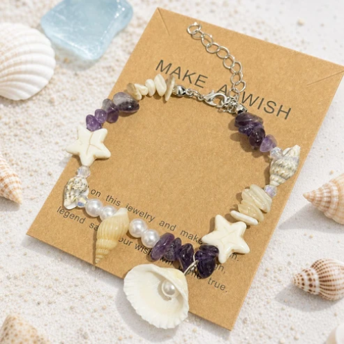 UNI-12470 - Pearl Shell & Star Fish Natural Stone - Bracelet Style 4