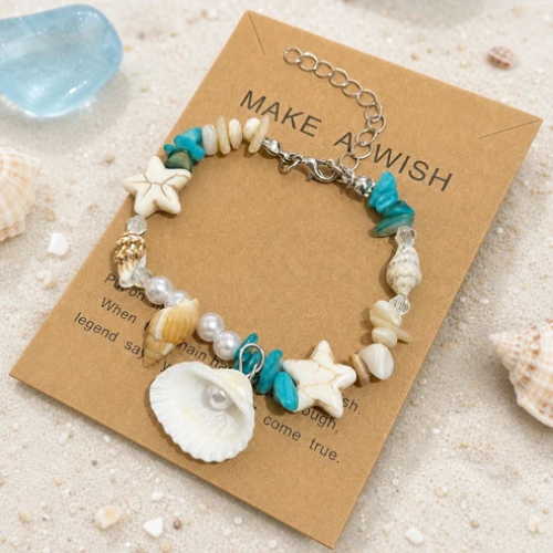 UNI-12471 - Pearl Shell & Star Fish Natural Stone - Bracelet Style 5