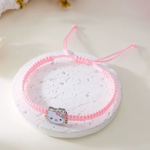 UNI-12475 - Pink Hello Kitty Charm Braided- Bracelet