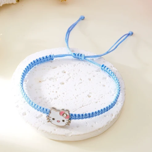 UNI-12476 - Blue Hello Kitty Charm Braided- Bracelet