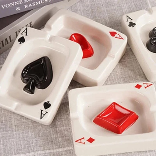 Ace-Themed Ceramic Ashtray