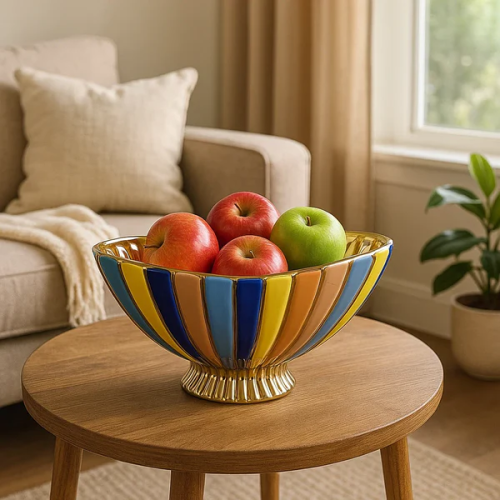 Glossy Ceramic Pedestal Decorative Centerpiece