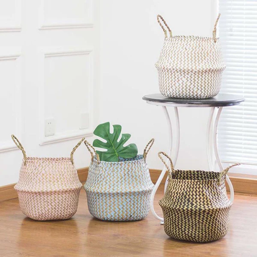 Patterned Handwoven Seagrass Basket (XL)