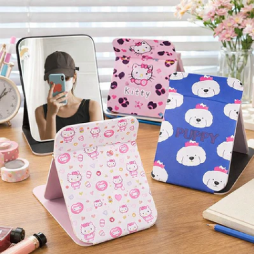 Foldable Cartoon Print Vanity Mirror Stand
