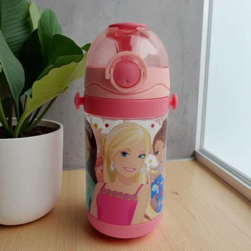 Barbie Fuse Kids Plastic Water Bottle with Pop-Up Lid (450ml)