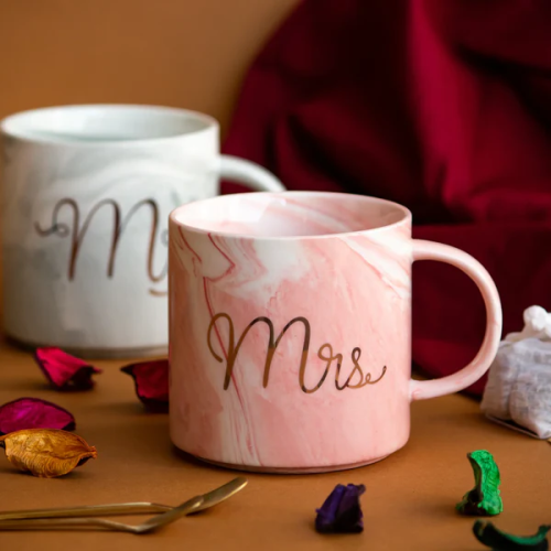 Mr & Mrs Marble Ceramic Mug Set