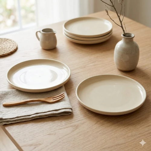 Minimalist Cream Dinner Platter (10 inch)