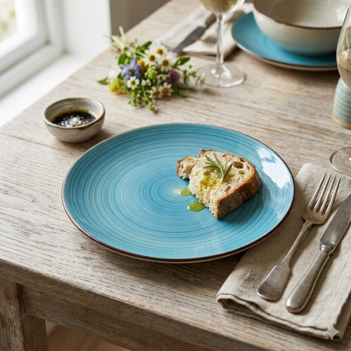Sky Blue Textured Ceramic Side Plate (7.5 inch)