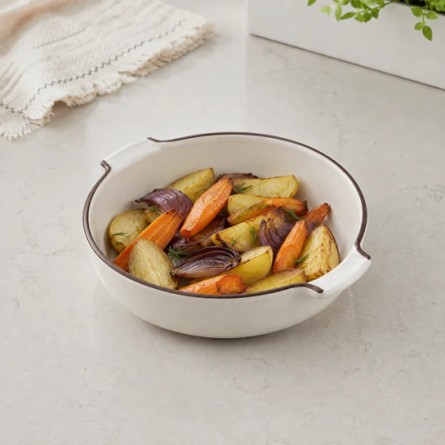 Ceramic Round Bowl with Handles (7 inch)