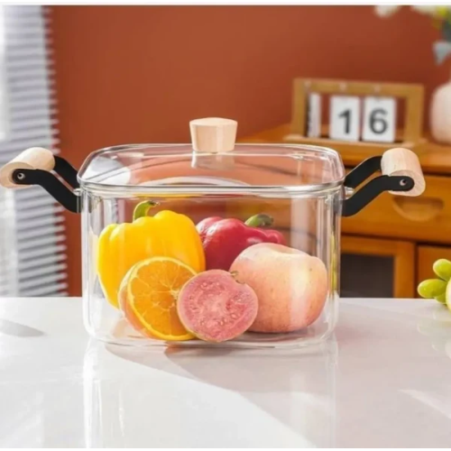Classic Square Transparent Glass Stew Pot