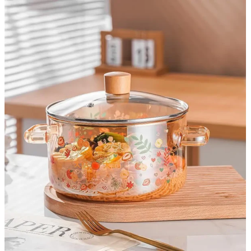 Classic Veggies Transparent Glass Stew Pot