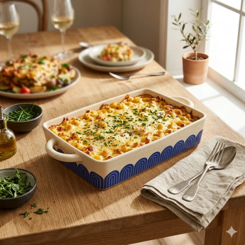 Coral Ceramic Bakeware Dish with Handles