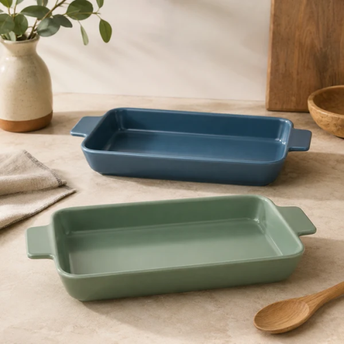 Large Rectangular Ceramic Baking Dish with Handles (17 inch)