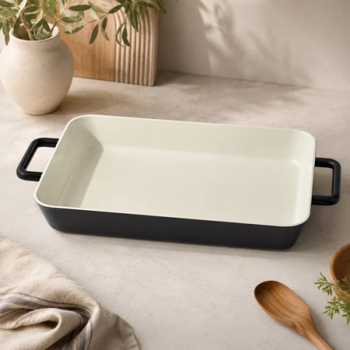 Large Rectangular Ceramic Baking Dish with Handles 17 inch