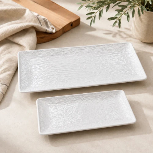 Textured Rectangular Sushi Ceramic Serving Platter Small