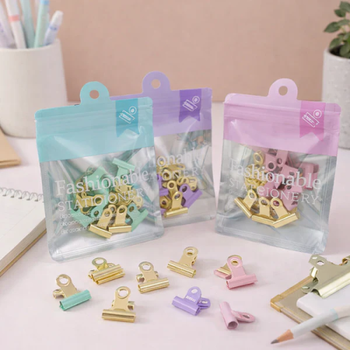10-Piece Solid Pastel Binder Clips Set