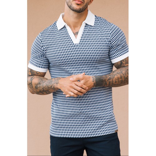 Cairo Knitted Textured Polo - Blue