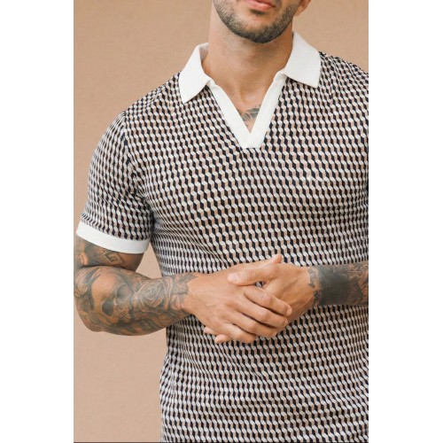 Cairo Knitted Textured Polo - Brown