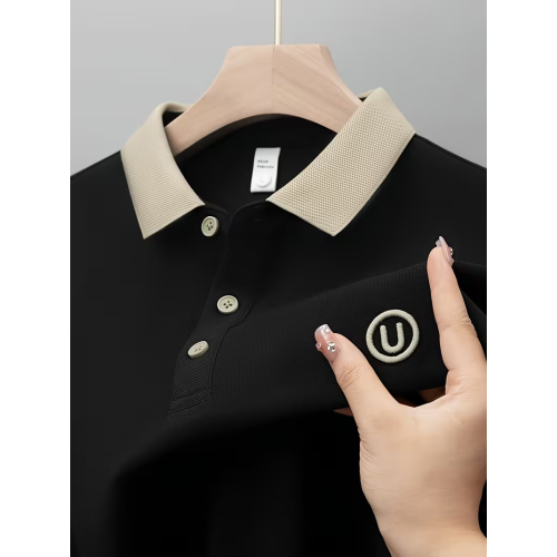 Contrast Cotton Polo - Black