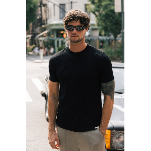 Monaco Snake Textured T-Shirts - Black