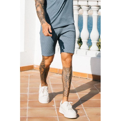Cabo Textured Shorts-Ash-Green