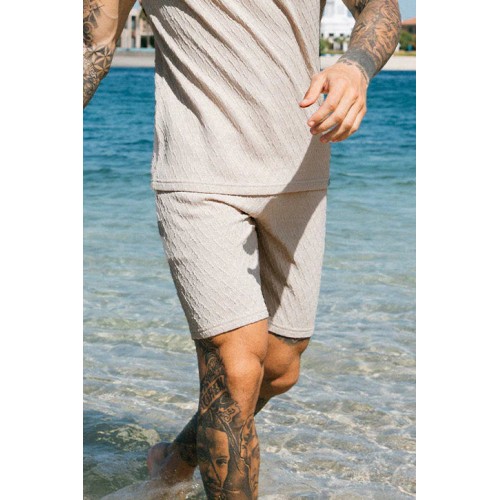 Cabo Textured Shorts-Cream