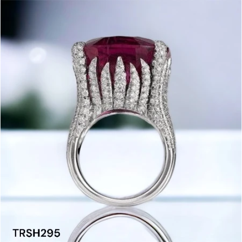 TRSH295 KYC Redish Cathedral ZIRCON Ring - TRSH