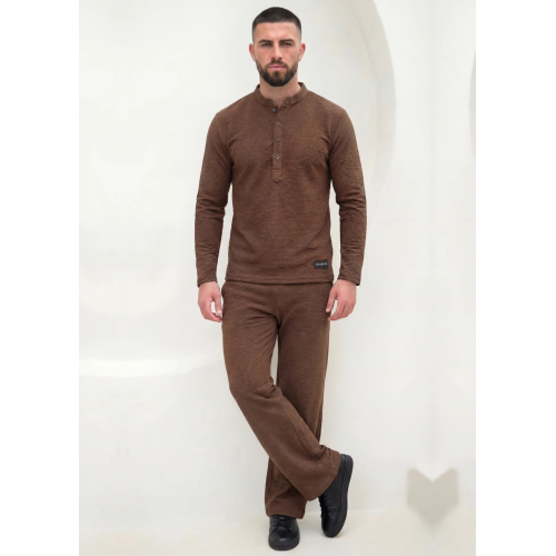 Brown Henley Duo by Wearium